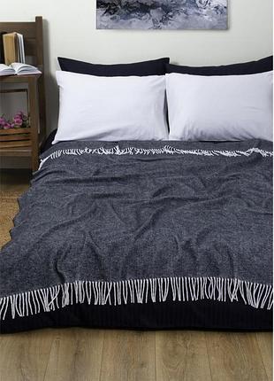 Плед хлопок lotus 140х200 basic темно-синий