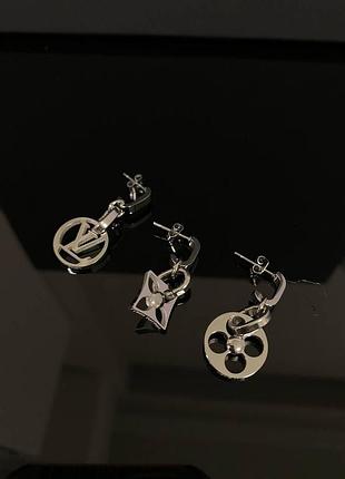 Брендовые серьги луи виттон/louis vuitton, посеребрение