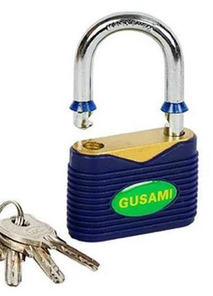 Замок навесной gusami висячий 45мм стальная дужка 4 ключа прочный корпус