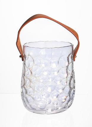 Ваза сумочка с ручкой 13×9.5×18 (см) декоративная стеклянная ваза для цветов 1.2 (л) прозрачный hp-19-153-6