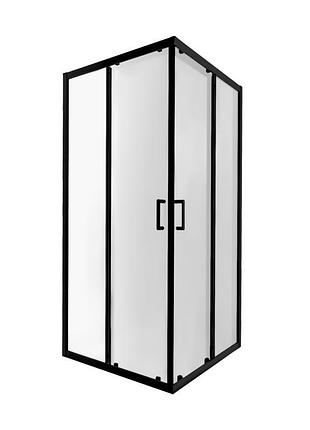 Кабина для душа q-tap квадратная двухдверная без поддона taurus 87x87x190см прозрачный витраж 6мм проф. черный