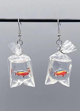 Сережки для діток рибки 27 на 23 мм помаранчевий