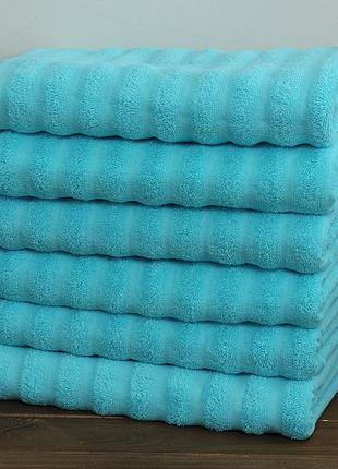 Полотенце 50x90 см махровое турецкое, плотность 450 г/м2 wave цвет синий бирюза