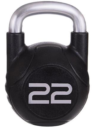 Гиря цельная с полиуретановым покрытием и хромированной ручкой вес 8 - 32кг черный 22