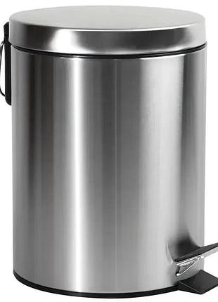 Ведро для мусора на 3л круглое zerix solo-tc0103 с крышкой и педалью 245x170x170мм нержавеющая сталь сатин