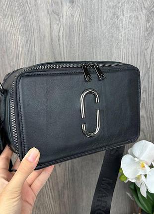 Шкіряна жіноча міні сумочка клатч стиль mars jacobs чорна. сумка з натуральної шкіри каркасна.