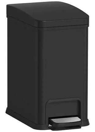 Відро для сміття на 8 л прямокутне koer tc-010108-05 з кришкою і педаллю 332x330x175 мм неіржавка, чорне