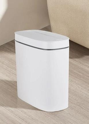 Відро для сміття сенсорне на 9 л кругле mixxus flat-tc0109 з кришкою 305x150x310 мм пластик біле mi7074