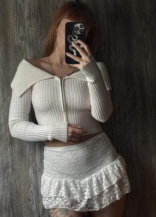Юбка з мереживом (топ з рукавом)