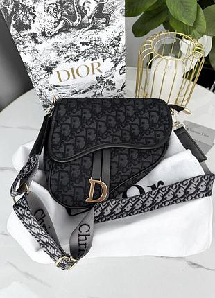 Женская сумка седло кристиан диор черный текстильный yousf