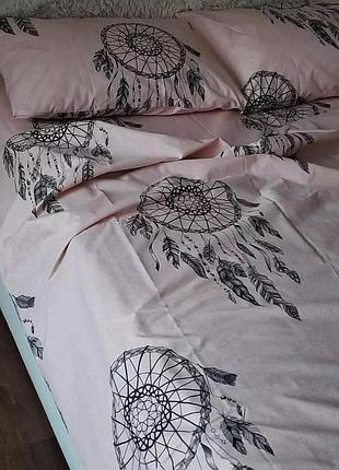 Постільна білизна бязь ловець снів пудра двоспальний євро