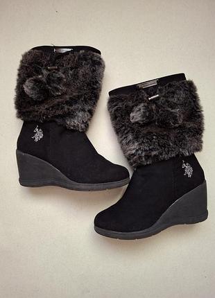 Сапоги замшевые с мехом р.36,5-37,uspolo assen