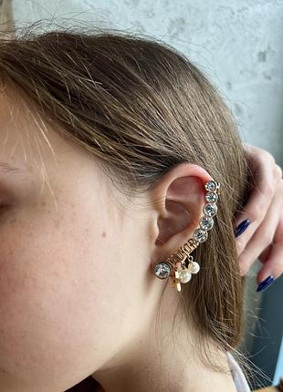 Диор серьги кафа с крупными камнями / кафа стильная с камнями