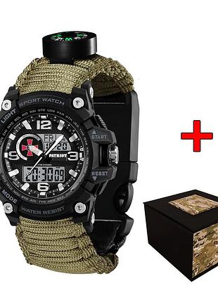 Годинник наручний patriot 012bksu зсу чорні паракордовий ремінець army green + коробка