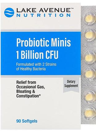 Lake avenue nutrition, пробиотик в мини-таблетках, 2 штамма здоровых бактерий, 1 млрд кое, 90 маленьких мягких
