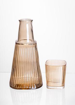 Кувшин 1 литр со стаканом 1 шт по 200 мл коричневый hp-19-pyf-2