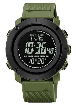 Часы наручные мужские skmei 2095ag, часы тактические противоударные, армейские часы. цвет: зеленый