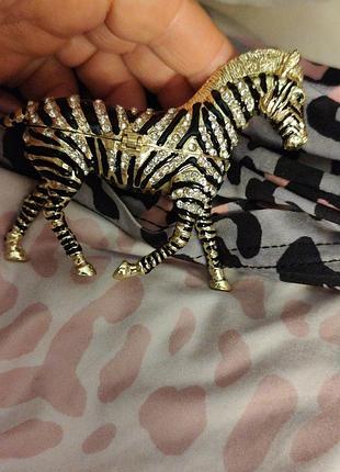 Шкатулка металл декоративная для украшений зебра