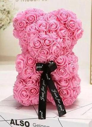 Мишка из 3d роз 25 см в красивой подарочной упаковке мишка тедди из роз