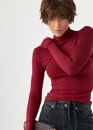 Базовый тонкий гольф с горловиной-стойкой • трикотажный, эластичный