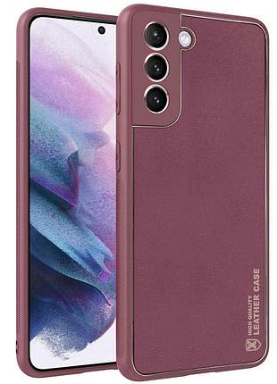 Шкіряний чохол xshield для samsung galaxy s21 fe бордовий / plum red