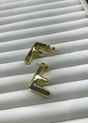 Серьги фенди, позолота