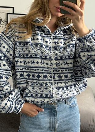 Жіноча повсякденна класична тепла флісова кофта худі з оленями тканина фліс