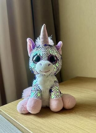 Нова мʼяка іграшка перлина єдиноріг з паєтками від fancy