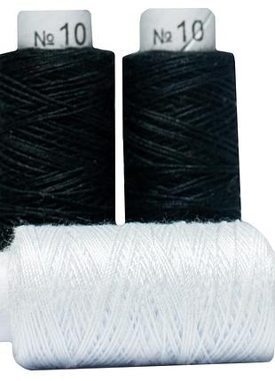 Швейная нить №10 белая/черная (цена за 1 шт)