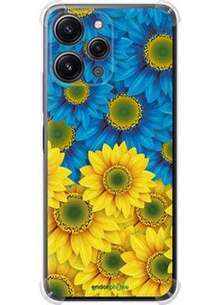 Чохол на xiaomi redmi 12 жовто-блакитні квіти "1048sp-3114-7673"