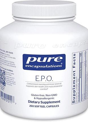 Масло примулы вечерней, e.p.o. (evening primrose oil), pure encapsulations, содержит 9% gla, 250 капсул