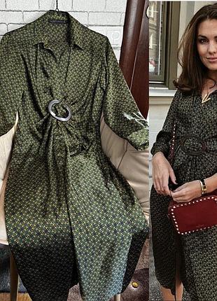 Сатинова сукня міді zara (нюанс-втратився гудзик)