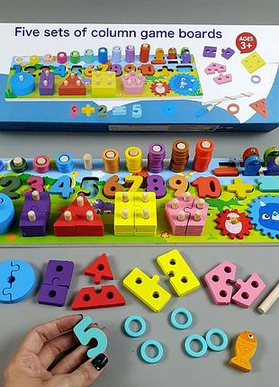 Дерев`яна логічна дошка c 74258 магнітна риболовля, шестерні, кілочки, цифри, кільця, форми, сортер