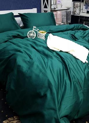 Постельное белье deep emerald сатин люкс однотонный двуспальный евро