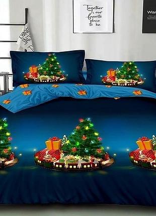 Постільна білизна ранфорс новорічна ялинка двоспальний