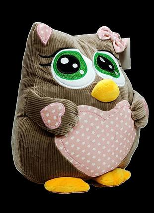 Мягкая игрушка подушка "сова" коричневая (36 см) c15403-4