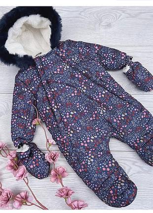 Комбінезон на дівчинку демісезон 3-6 міс утеплений на флісі