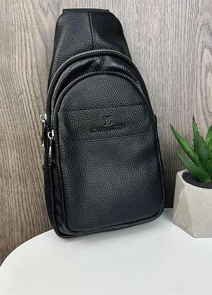Мужская бананка сумка нагрудная кожаная стиль луи витон | сумка-бананка кроссбоди из натуральной кожи