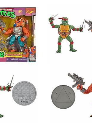 Набір фігурок серії "черепашки-ніндзя класичні" - рафаель проти трицератона (34 точки артикуляції, 15 cm)