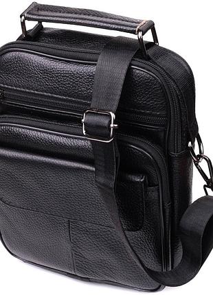 Стильная мужская сумка среднего размера через плечо из натуральной кожи vintage sale_15039 черный