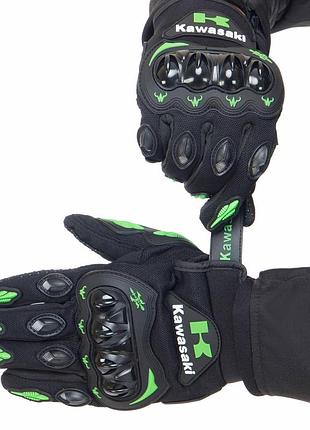 Мотоперчатки sporttrade kawasaki ms-5529-kw xl-xxl черный-салатовый xxl