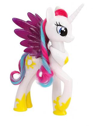 Интерактивная игрушка единорог селестия 25 см — поет песню из мультфильма и светится, my little pony 025-whitе