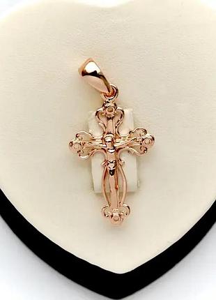 Ажурний хрестик з розп'яттям  (медичне золото)