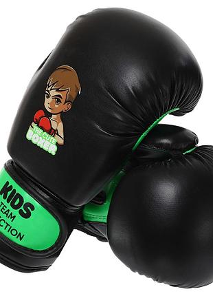 Перчатки боксерские детские core 2-6 унций цвета в ассортименте 4, черно-салатовый