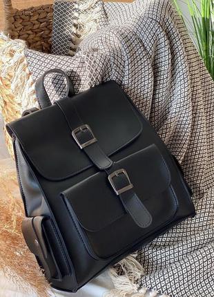 Рюкзак з кишенями з боків чорний r2002-1