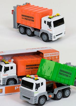 Спецтехніка машина музична смітєвіз wy 820 a / wy 820 b 2 кольори, світло, звук, інерція, масштаб 1:12, в коробці