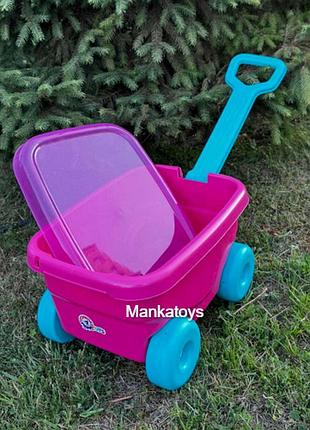 Візок каталка рожевий для дівчинки пластиковий 1386 технок