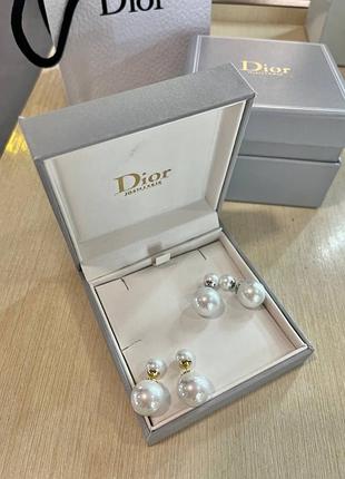 Серьги-двойные жемчужины / диор позолота 18 к/посеребрение