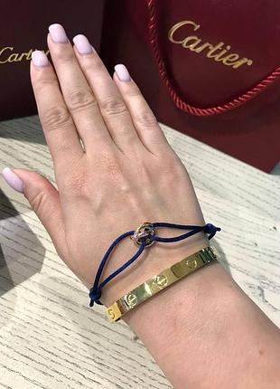 Браслет cartier з викруткою лимонне золото та браслет нитка шовкова синього кольору / cartier браслет викрутка