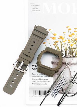 Комплект корпус (рант) + ремешок для g-shock dw-5600 / gw-b5600 / gb-5600 / gwx-5600 / dw-5025 зеленый